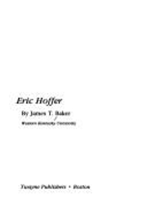 Eric Hoffer Library Binding James Baker