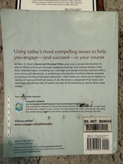 Social and Personal Ethics Seventh Edition by William H. Shaw, Paperback