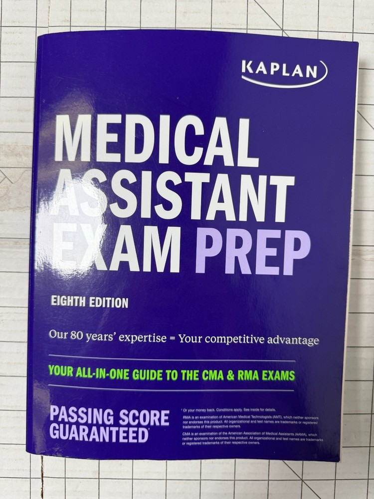 Kaplan Medical Assistant Exam Prep 8th Edition CMA RMA Study Guide 2022, TPB