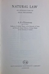 Natural Law A.P. d’Entrèves Paperback 1970 2nd Revised Edition Philosophy