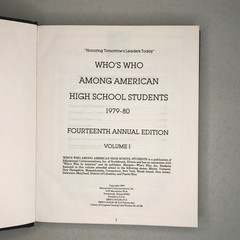 Who’s Who American High School Students 1979-1980 14th Ed Vol I Northeast