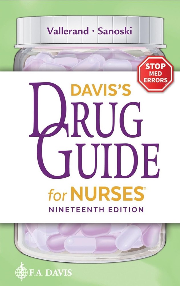 Davis’s Drug Guide for Nurses 19th Ed by April Hazard Vallerand With Access Code