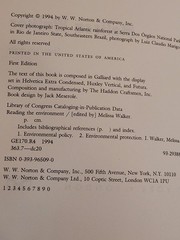 Vtg 1994 “Reading the Environment” by Melissa Walker. Paperback.