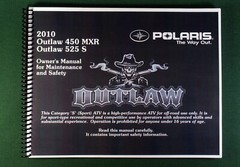 2010 Polaris Outlaw 450 MXR ATV Owner’s Manual: 212 Pages & Protective Covers!