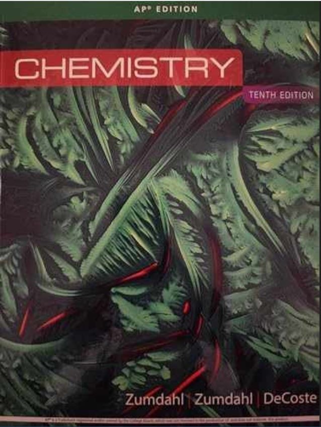 Chemistry AP Edition 10th Edition Zumdahl/Zumdahl/DeCoste Almost Like New